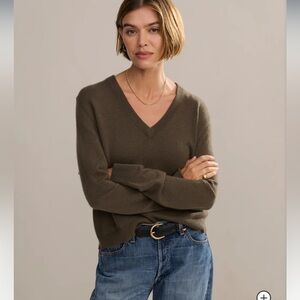 Lord & Taylor Olive Scoop Neck Merino Wool Sweater